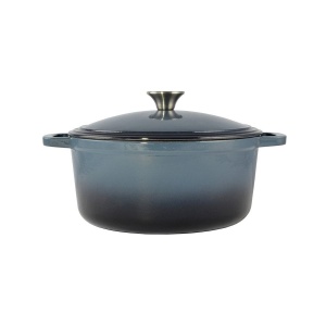 Oală fontă emailată cu capac Perfect Home 15720, 28 cm, 6 L, albastră