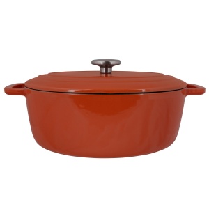 Oală fontă emailată ovală cu capac 6,0 L Ruginiu Fontestic Cosy & Trendy 9335235