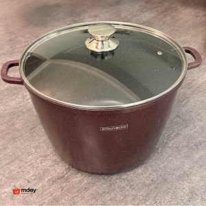 Oală înaltă marmorată cu capac 32 cm, 14 L – Royalty Line AD32MG, vișiniu, antiaderentă, compatibilă inducție - Img 6