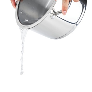 Oală inox 304 cu capac 20 cm, 3,4 L, pentru inducție – VCASA Amara 90114, capac din sticlă cu strecurătoare - Img 4