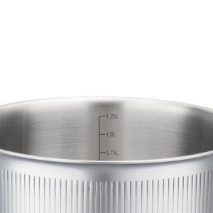 Oală inox Tri-Ply cu capac 16 cm, 1,5 L, pentru inducție – VCASA Velora 90122, capac din inox cu strecurătoare - Img 6