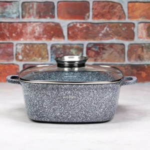 Oală pătrată cu capac 22 × 22 cm, 3,7 L – Klausberg KB-7529, capac de sticlă, compatibilă inducție - Img 3