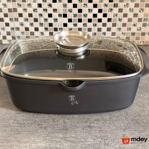 Oala roaster pentru cuptor 6L Black Berlinger Haus, capac cu strecuratoare integrata, antiaderenta, compatibila inductie - Img 10