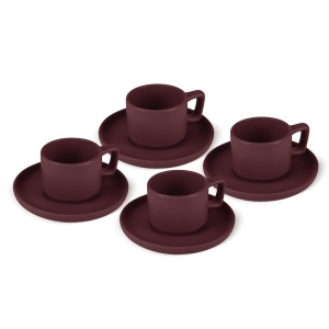 Set 4 cani cu farfurii Leonardo Berlinger Haus BH 10017, visiniu