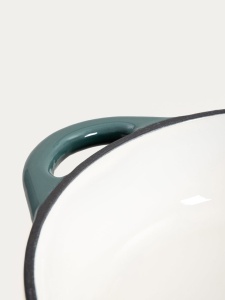 Set 4 vase din fontă emailată Homla Andreas, verde ombre: oală 24 cm 4 L, oală joasă 28 cm, oală ovală 4,5 L și tigaie 26 cm - Img 12