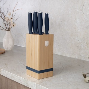Set 5 cuțite din inox cu suport din bambus – Berlinger Haus Deep Sea BH 3143, albastru mat, mâner soft-touch - Img 10