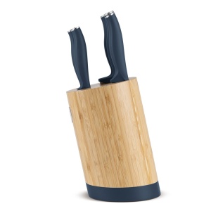 Set 5 cuțite din inox cu suport din bambus – Berlinger Haus Deep Sea BH 3144, albastru mat, mâner ergonomic cu apărătoare - Img 4