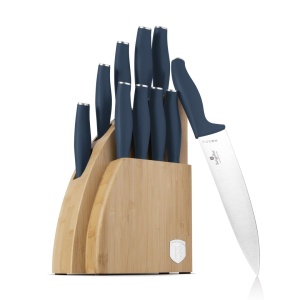 Set 9 cuțite din inox cu suport din bambus, include 4 cuțite de friptură – Berlinger Haus Deep Sea BH 3145, teal mat