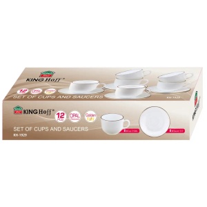 Set cesti cafea 12 piese, opal, alb cu auriu, 210 ml Kinghoff KH-1929 - Img 10