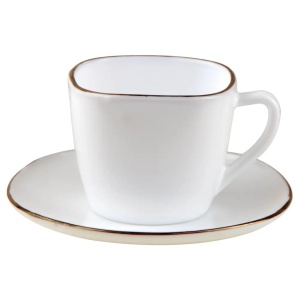 Set cesti cafea 12 piese, opal, alb cu auriu, 220 ml Kinghoff KH-1930