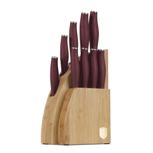 Set cutite 10 piese Leonardo Berlinger Haus BH 2980, visiniu, suport lemn
