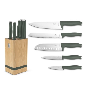 Set cutite 6 piese, cu suport bambus Green Matte Collection Berlinger Haus BH 2751 - Img 4
