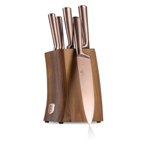 Set cutite 6 piese Taupe Berlinger Haus BH 3126, suport salcam, otel inoxidabil