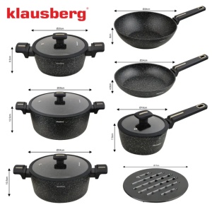 Set oale marmorate cu capace 12 peise Klausberg KB-7968, negru - Img 2