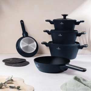 Set oale și tigăi cu capace 10 piese – Berlinger Haus Deep Sea BH 8381, albastru mat, antiaderent titan, compatibil inducție - Img 4