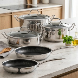 Set oale și tigăi inox 8 piese Eternal Berlinger Haus BH 8959, suprafață 3D antiaderentă, compatibile inducție și cuptor - Img 4