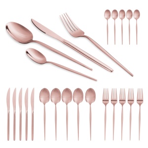Set tacamuri 24 piese, 6 persoane, rose lucios Berlinger Haus BH 3068, inox