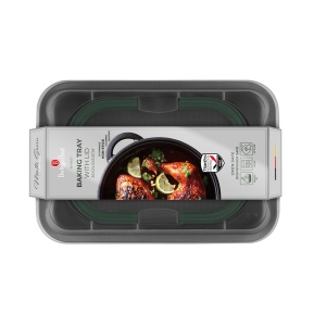 Tavă dreptunghiulară pentru copt cu capac plastic, Green Matt Berlinger Haus BH 8637 - Img 2