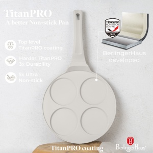 Tigaie cu 4 forme pentru clatite 26 cm Sahara Berlinger Haus BH 7796, antiaderenta, crem