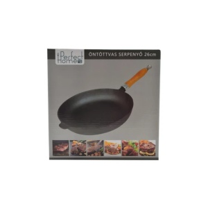 Tigaie de fonta pura cu maner lemn 26 cm Perfect Home 10375 - Img 3