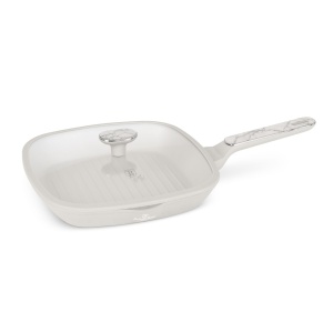 Tigaie grill cu capac 28 cm, 2,1 L – Berlinger Haus Sahara Marble BH 8393, crem mat, antiaderentă titan, compatibilă inducție