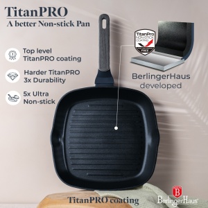 Tigaie grill cu capac Deep Sea Berlinger Haus BH 8374, albastru mat, compatibila cu toate tipurile de plite inclusiv inductie - Img 7