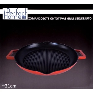 Tigaie grill din fontă emailată Perfect Home 28117, 31 cm, roșie - Img 7