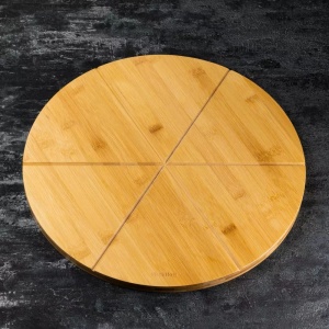 Tocător pentru pizza din bambus, Ø 35 cm – Kinghoff KH-1565, 6 secțiuni marcate - Img 3