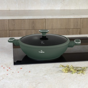 Wok cu capac 30 cm – Berlinger Haus Green Matte BH 8160, verde mat, antiaderent titan, compatibil inducție - Img 5