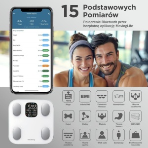 Cântar de baie inteligent cu analiză corporală și Bluetooth, 180 kg – Klausberg KB-7855, alb, ecran LCD color - Img 6