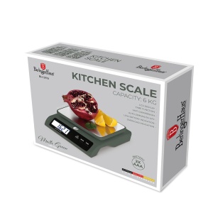 Cântar de bucătărie digital 6 kg, platformă inox – Berlinger Haus Green Matte BH 9919, verde mat, funcție tara - Img 3