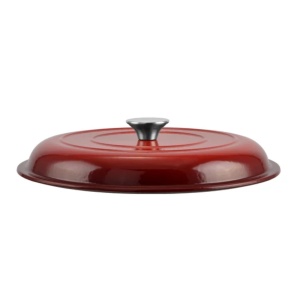 Cratita fonta emailata cu capac pentru friptura 30x6 cm, Perfect Home 10272, rosie