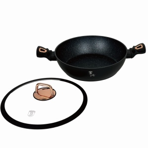 Cratita marmorata cu capac, 3.8 litri, 28cm Black Rose Berlinger Haus BH 1640N