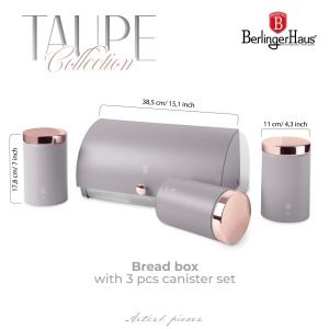 Cutie paine cu recipiente Taupe Berlinger Haus BH 6834, inox, gri