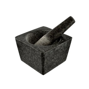 Mojar granit cu pistil, patrat, 13x8,5 cm Perfect Home 11865, negru