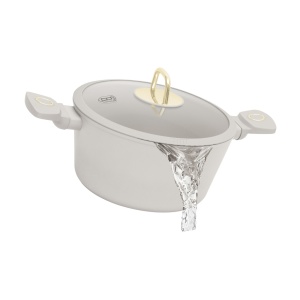 Oala cu capac 24 cm, 4,1L Sahara Berlinger Haus BH 8071, strat antiaderent, crem