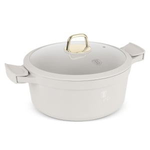 Oala cu capac si manere de silicon detasabile 28 cm, 6,6L Sahara Berlinger Haus BH 7788, antiaderenta, crem