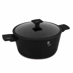 Oala cu capac 30 cm Matte Black Berlinger Haus BH 8190, neagra, strat titan, antiaderenta