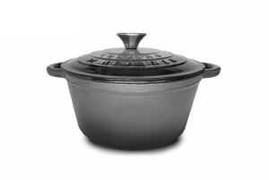 Semioala Fonta Emailata + Capac 24 X 11.5 Cm, 4 L, Marble Grey, Cooking By Heinner HR-ZVC-S24