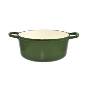 Oala fonta emailata cu capac, 25x11 cm 3,5 L Perfect Home 11862, verde