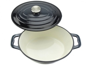 Oala fonta emailata cu capac, 7.7 L, tip roaster, pentru cuptor sau plita, Xanten Carl Schmidt Sohn gri 36x27.8 cm 075262