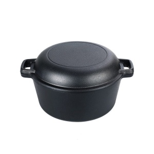 Oală fontă cu capac 2 în 1 Perfect Home, 26 cm, negru 14793