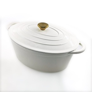Oala fonta emailata cu capac Perfect Home 17923 30cm, 4.2L, crem - Img 2