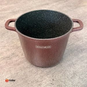 Oală înaltă marmorată cu capac 20 cm, 4 L – Royalty Line AD20MG, vișiniu, antiaderentă, compatibilă inducție - Img 5