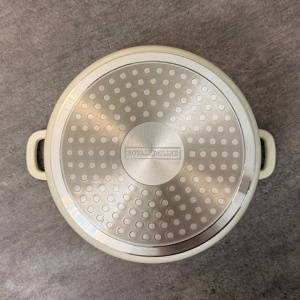Oală înaltă marmorată cu capac 24 cm, 6,2 L – Royalty Line AD24MG, crem, antiaderentă, compatibilă inducție - Img 2