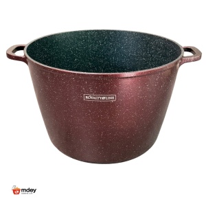 Oală înaltă marmorată cu capac 28 cm, 10,2 L – Royalty Line AD28MG, vișiniu, antiaderentă, compatibilă inducție - Img 2