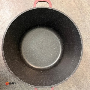 Oală înaltă marmorată cu capac 32 cm, 14 L – Royalty Line AD32MG, vișiniu, antiaderentă, compatibilă inducție - Img 3