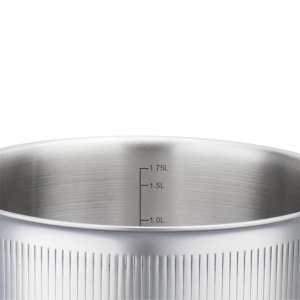 Oală inox Tri-Ply cu capac 18 cm, 2,1 L, pentru inducție – VCASA Velora 90123, capac din inox cu strecurătoare - Img 5