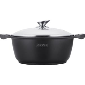 Oală marmorată antiaderentă cu capac 4.8L, 26 cm – Royalty Line BS26M, ușor de curățat, compatibilă cu inducție
