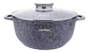 Oală marmorată cu capac 26 cm, 5,6 L – Klausberg KB-7523, antiaderentă ceramică, compatibilă inducție